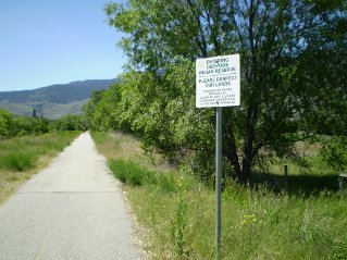 Trail entering Osoyoos Indian Reserve Lands, Kettle Valley Railway Oliver to Osoyoos Lake, 2011-06.